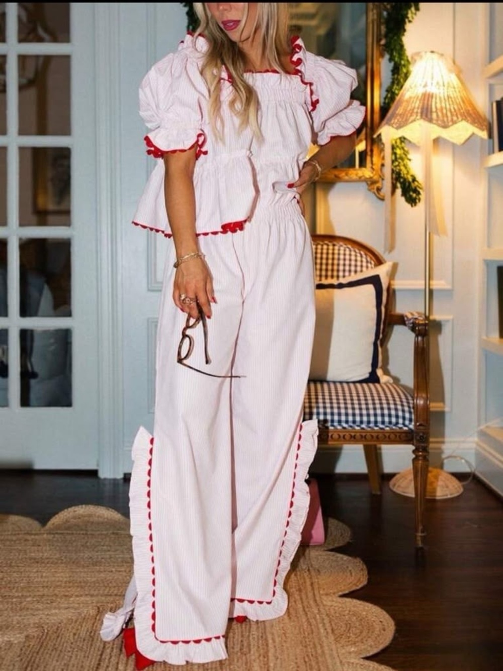 Elizabeth Wilson Polly set in pink and white stripe